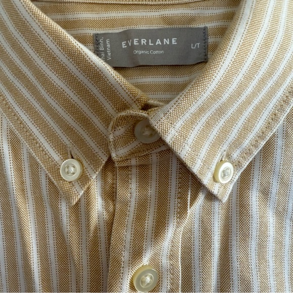 Everlane Striped Yellow Button Down Organic Cotton Long Sleeve Shirt SZ L/T - Picture 4 of 14